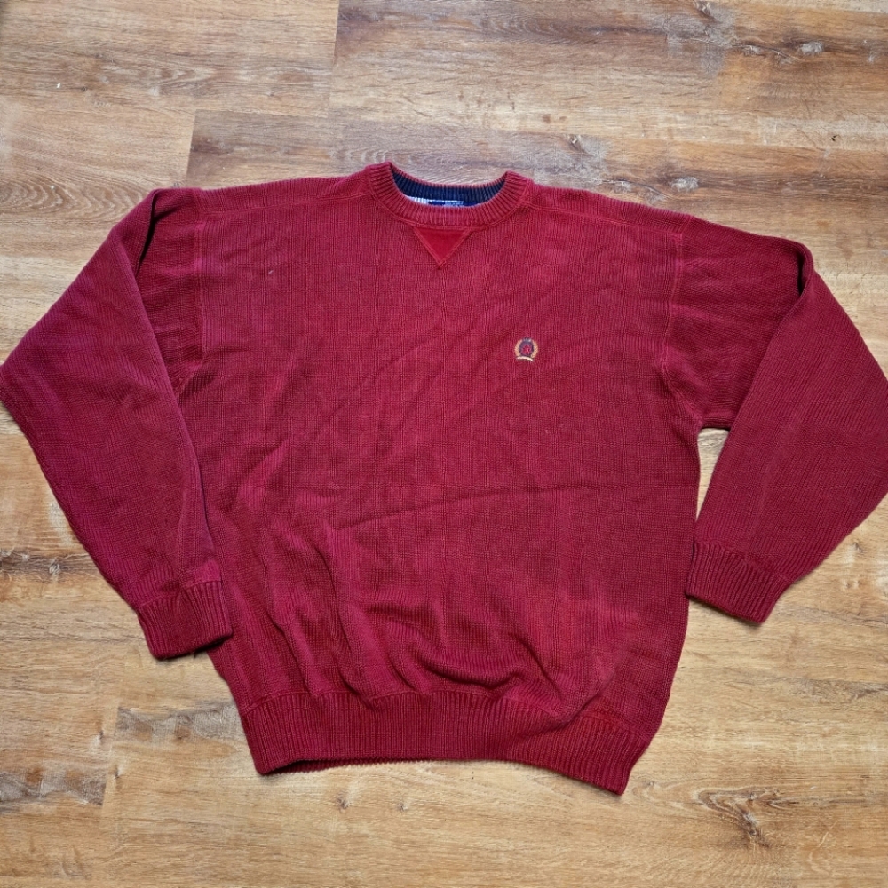 Vintage Tommy Hilfiger Red Crewneck Knit Sweater Extra Large
